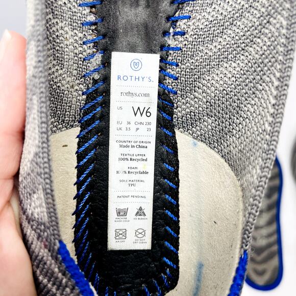 Rothy's The Point Grey Zebra Stripe Size 6 Slip On Ballet Flats - Picture 8 of 8